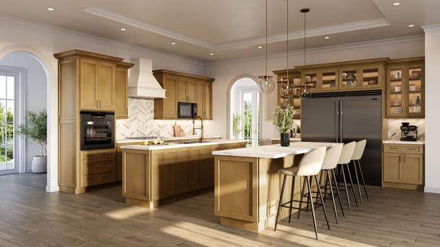 Tribeca Hudson kitchen in warm Cashew with a big island